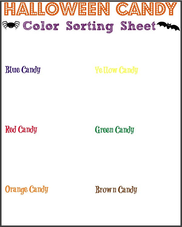 Printable Candy Sorting Activity 1