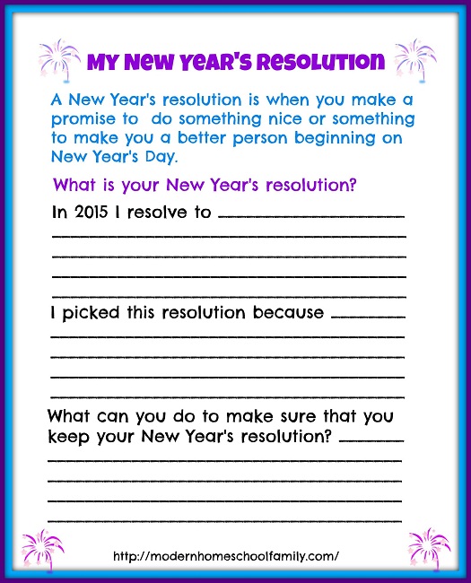 My New Year’s Resolution Free Printable