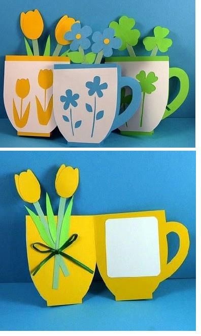 3 Eco-Friendly Tea Cup Cards by She's Batty Designs