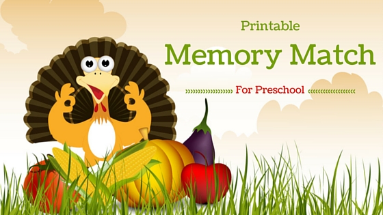 Printable Thanksgiving Memory Match for Preschoolers
