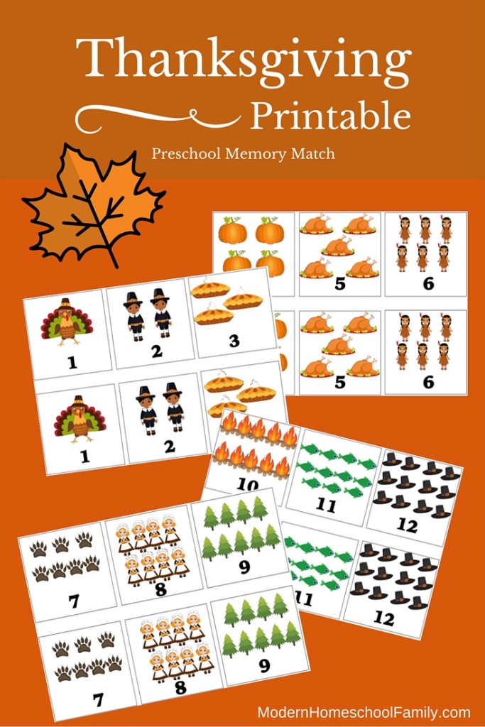 Thanksgiving Memory Match Pinterest