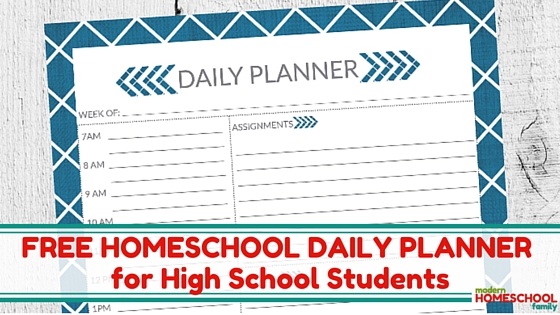 Free Printable Homeschool Planner Worksheet for High School
