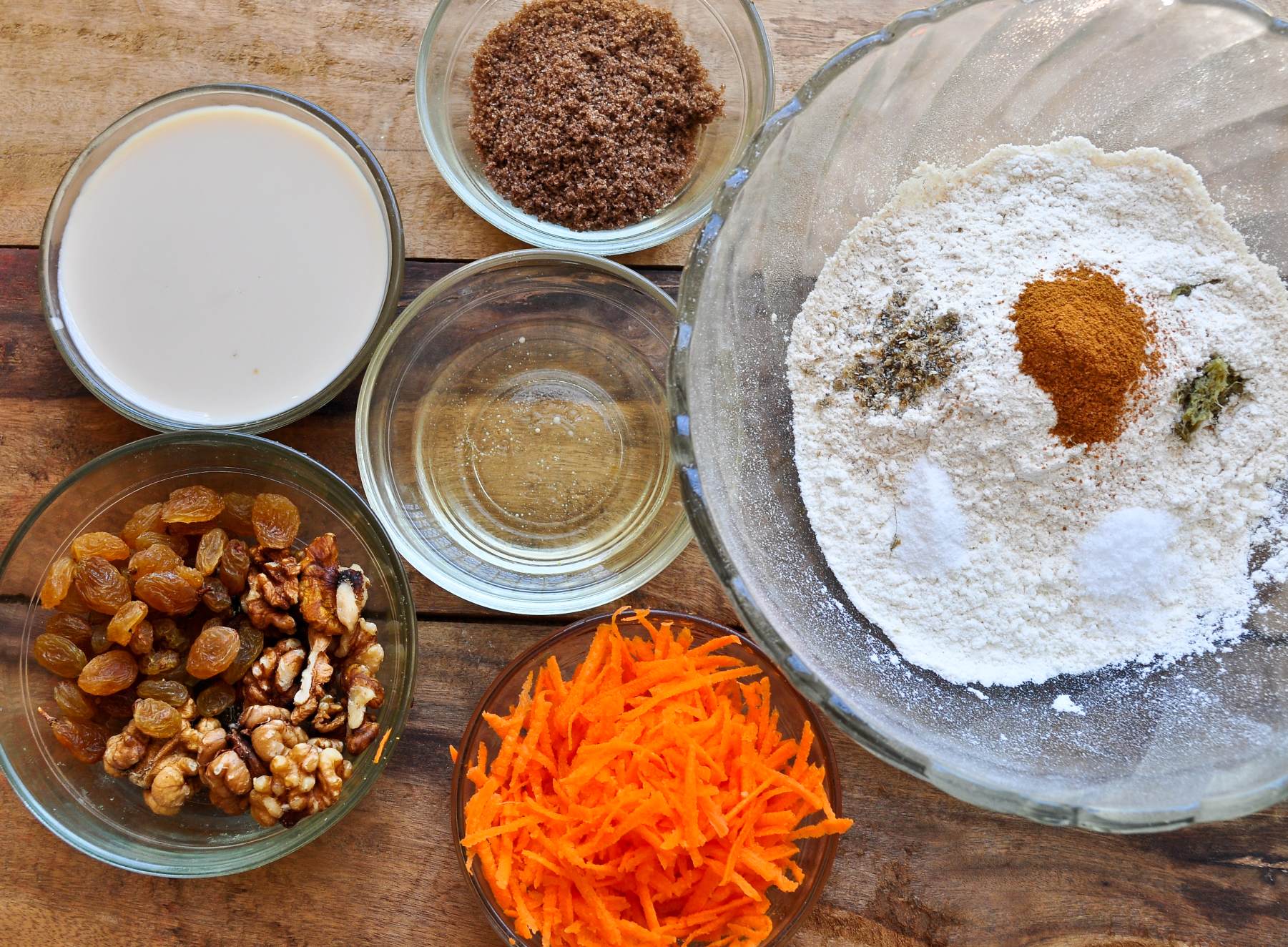 Vegan Spicy Carrot Walnut Muffins Ingredients