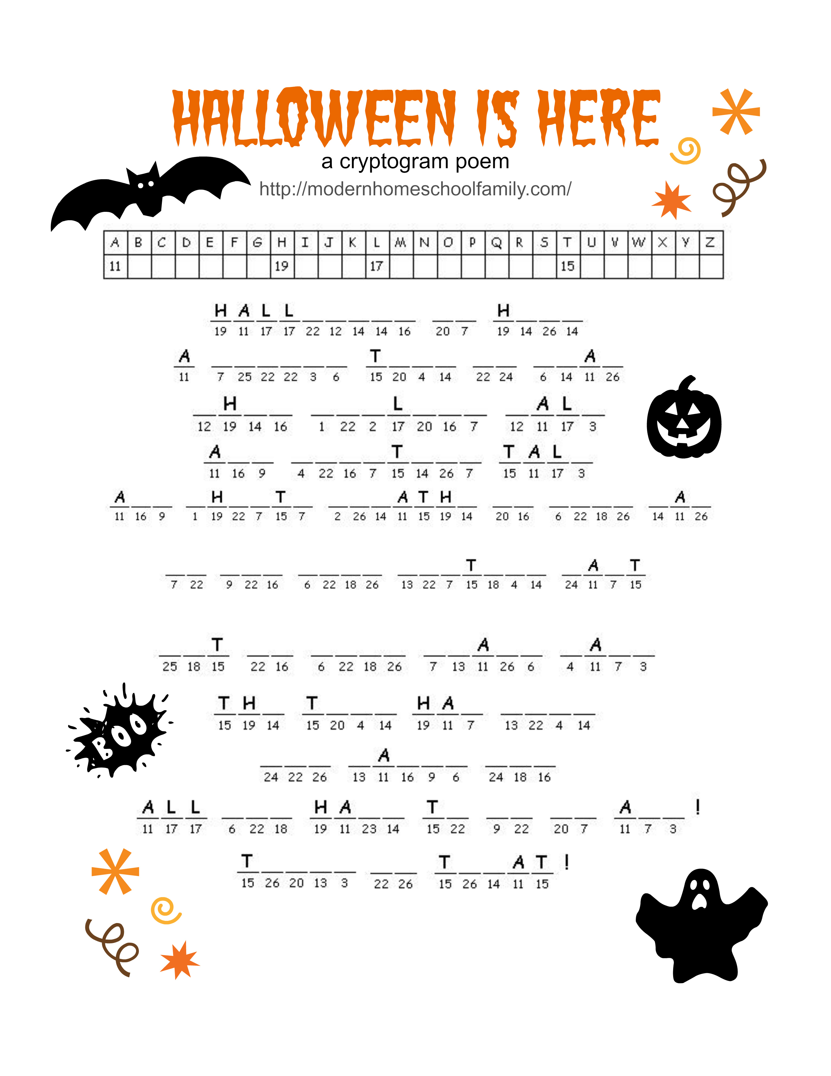 Free Printable Halloween Activity Sheets for Elementary Grades