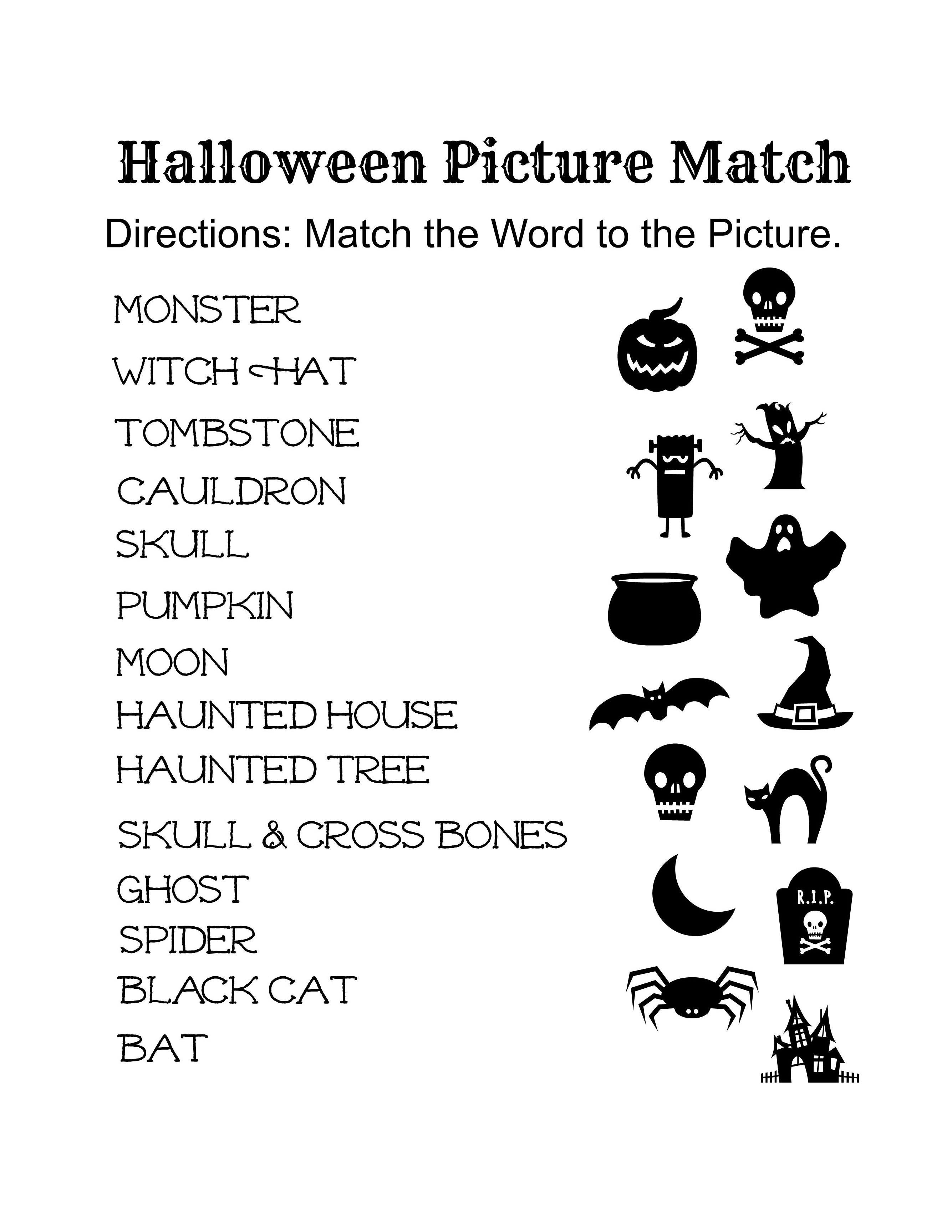 Free Printable Halloween Activity Sheets for Elementary Grades