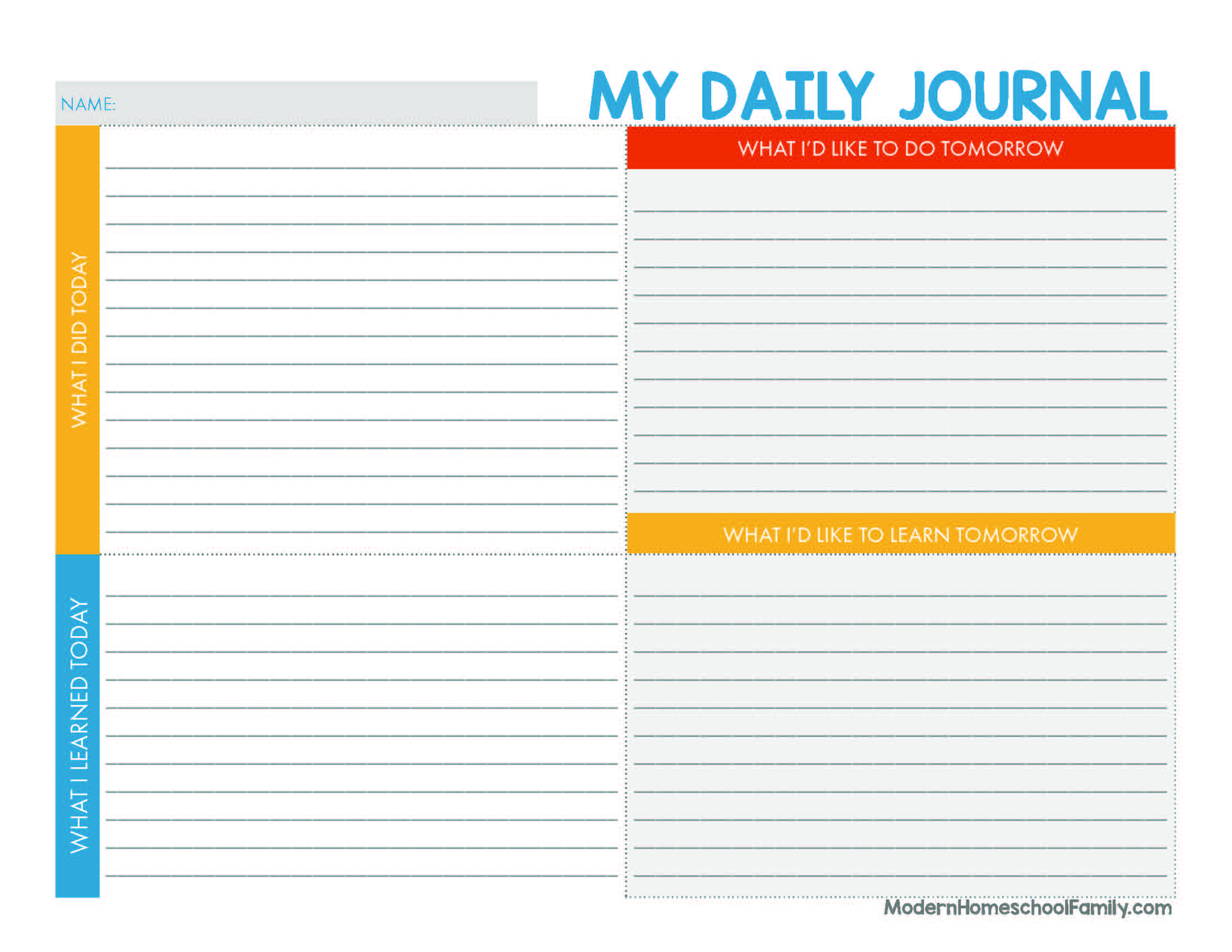 Homeschool Planner for Kids (Primary Colors)